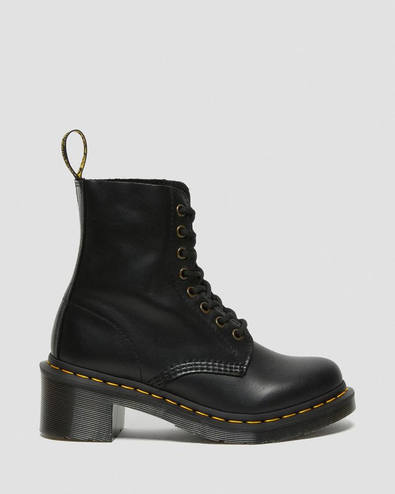 Botas de Tacon Dr Martens Clemency Cuero Tacón Mujer Negros | MX 630UZG